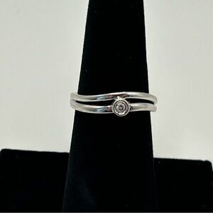 10k White Gold Bezel Diamond Ring - Size 6.5